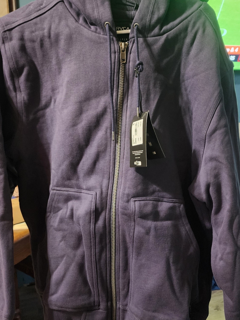 RVCA Men's/Women's Gray Blue Zip-Up Hoodie Jacket Sz Lrg